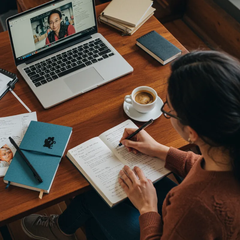 Person confidently expressing themselves through writing, symbolizing authenticity and unique voice in blogging.