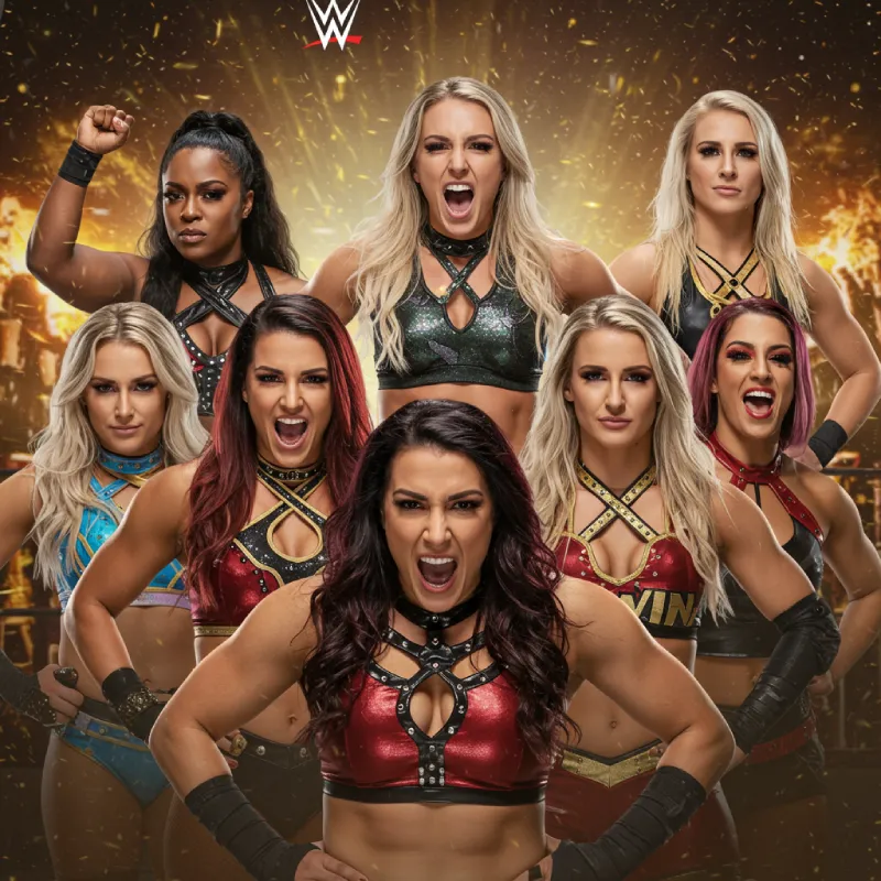Dynamic image of powerful female wrestlers in action, highlighting WWE Evolution 2025 as a must-see event, with the caption 'WWE Evolution 2025: An Unforgettable Showcase!